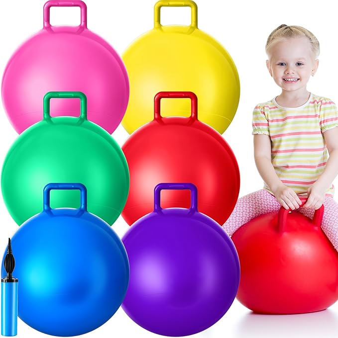 Lewtemi 6 Pcs Hopper Ball Carnival Outdoor Games 15 Inch Jumping Hopping Inflatable Bouncing Ball