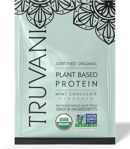 Truvani Vegan Pea Protein Powder | Mint Chocolate | 20g Organic Plant Based Protein | 1 Serving |
