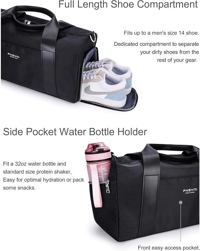 Gym Bag for Women with Shoe Compartment & Wet Pocket - Duffle Bag for Travel Sports Fitness Workout