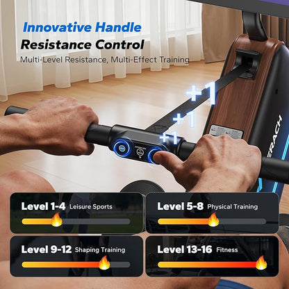 MERACH Rowing Machines for Home, Powerful Electromagnetic Row Machine with 51.2" Extended Rail