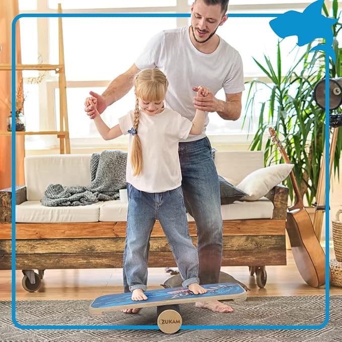Balance Board Trainer, Wooden Balancing Board with Workout Guide to Exercise and Build Core