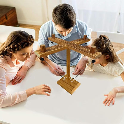 Hook Toss Game, Ring Toss Game, Handmade Wooden Ladder, Throwing Hook and Ring Battle Game for