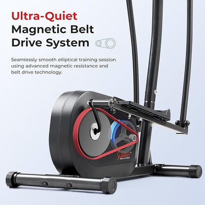 Sunny Health & Fitness Smart Upright Elliptical w/Pulse Sensor Built-in, Indoor Full-Body