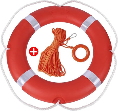 28/23 Inch Boat Safety Throw Ring Set, 98.4FT Floating Lifesaving Rope, 2.5/1.5 KG International