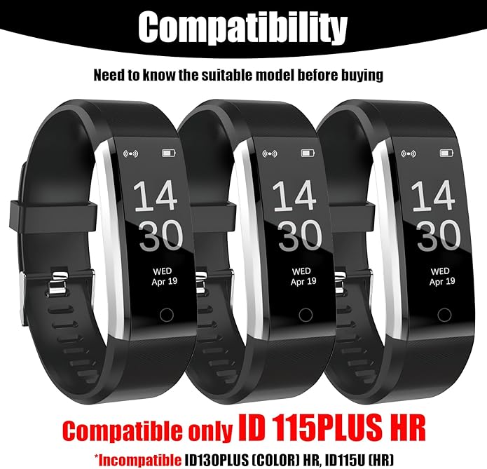 Watch Bands Replacement for ID115plus HR, Very Fit Pro Activity Fitness Tracker Wrist Bands Set