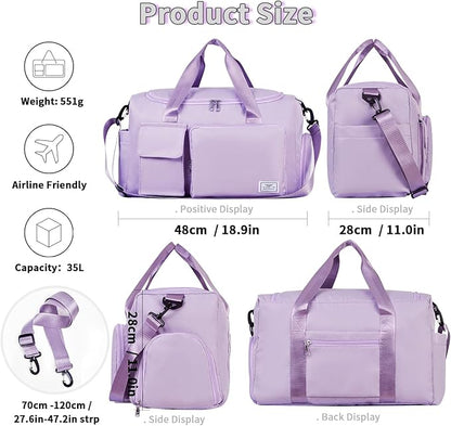 FIORETTO Women's Gym Duffle Bag with Shoes Compartment, 37L Capacity, Ideal for Travel, Gym