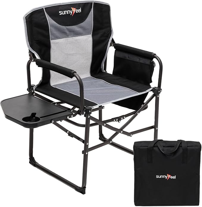 SUNNYFEEL Oversized Camping Directors Chair, Portable Folding Lawn Chairs for Adults Heavy Duty
