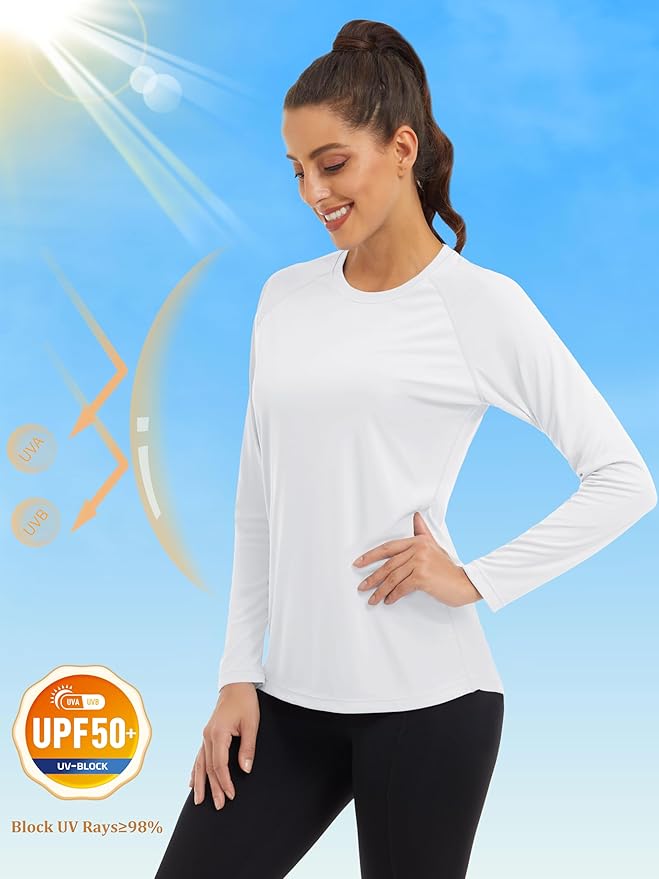 MAGCOMSEN Women's 2 Pack Long Sleeve Shirts UPF 50+ Sun Protection Quick Dry Swim Shirt for Rash