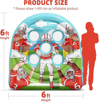 6Ft Football Target Toss Game - Inflatable Football Throwing Target Toy for Kids - Carnival Party