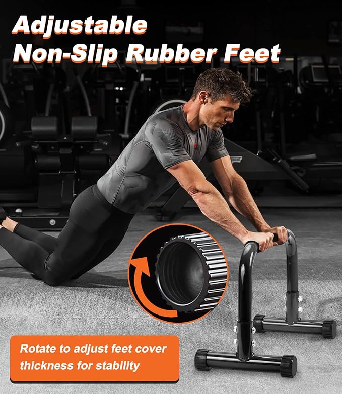 Push Up Bar, 12 Inch High Non-Slip Parallettes Bars & Dip Bars With Foam Handles, Heavy-Duty No