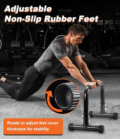 Push Up Bar, 12 Inch High Non-Slip Parallettes Bars & Dip Bars With Foam Handles, Heavy-Duty No