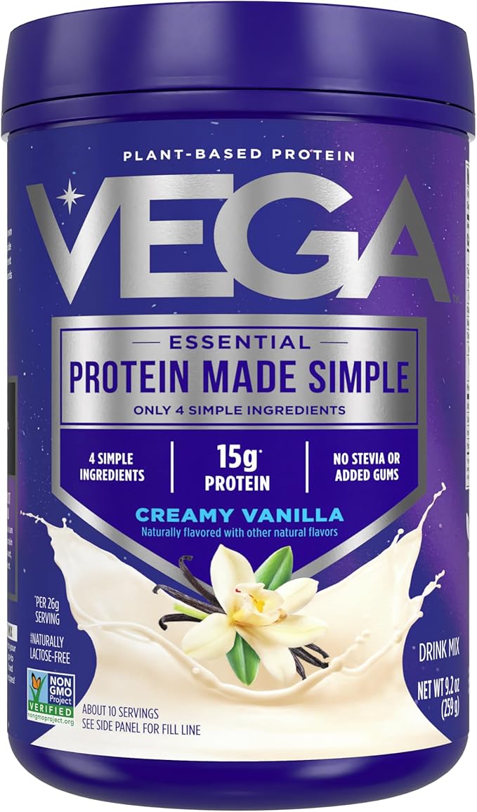 Vega Protein Made Simple Protein Powder, Vanilla - Stevia Free, Vegan, Plant Based, Healthy, Gluten