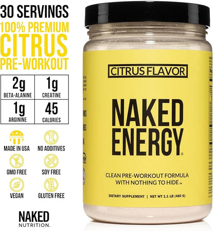 NAKED Citrus Energy - Citrus Flavored Clean Pre Workout Supplement for Men and Women, Vegan