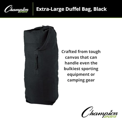 Champion Sports 22 Oz. Top Loading XLarge Canvas Duffel Bag with Strap and Carry Handle