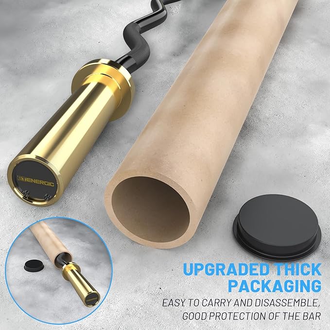 47" Olympic EZ Curl Bar 500-lbs Capacity Steel Barbell Suitable for 2" Weight Plates, 2-Inch Curl
