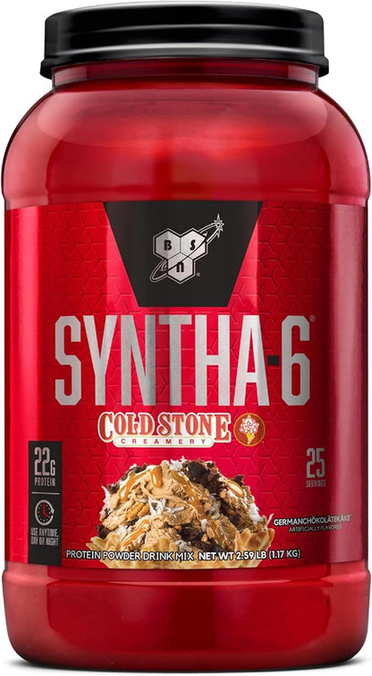 BSN Syntha-6 Whey Protein Powder, Cold Stone Creamery- Germanchökolätekäke Flavor, Micellar Casein