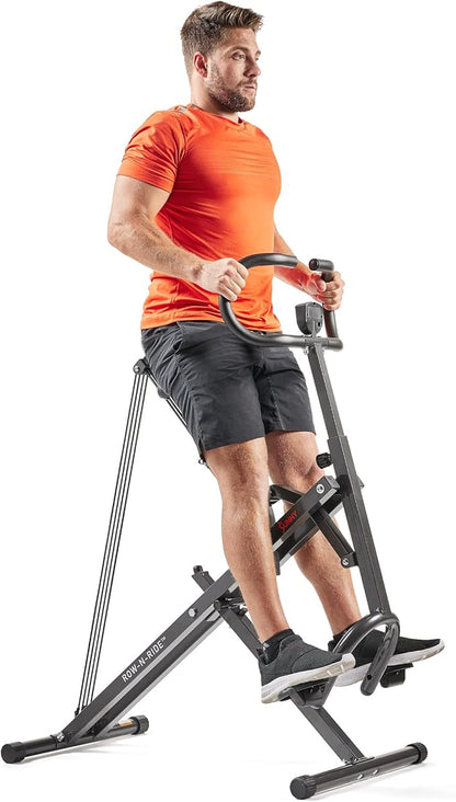 Sunny Health & Fitness Row-N-Ride® Plus, Heavy Duty Assisted Squat Machine with 300 LB Max Weight