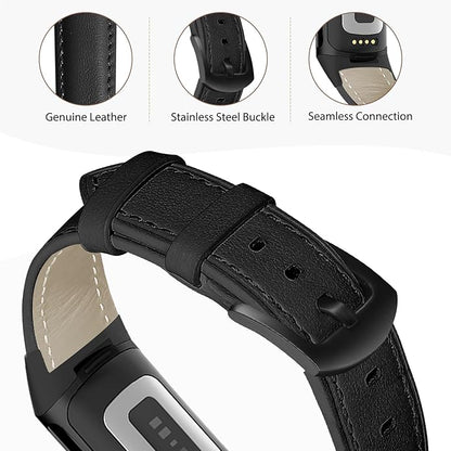 Leather Watch Bands Compatible with Fitbit Charge 6/Charge 5,Genuine Leather Replacement Straps for