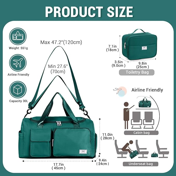 FIORETTO Women's Gym Duffle Bag with Shoes Compartment, 37L Capacity, Ideal for Travel, Gym