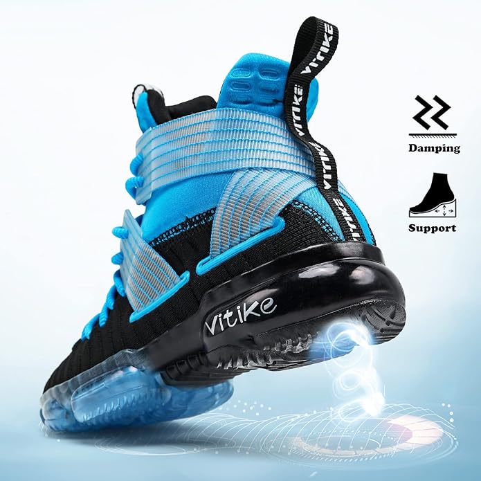 JMFCHI Kids Basketball Shoes High-top Sports Shoes Sneakers Durable Lace-up Non-Slip Running Shoes
