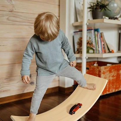 Gentle Monster Wooden Wobble Balance Board, 35 Inch Rocker Board Natural Wood, Kids Toddler Open