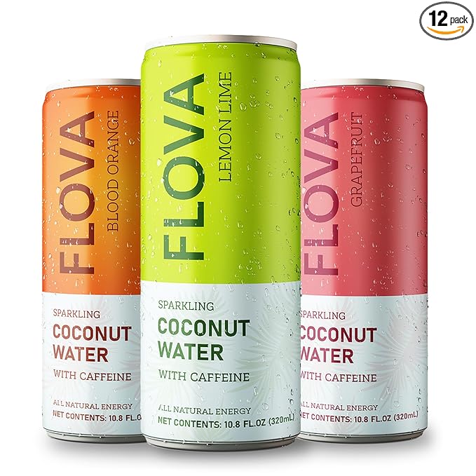 Flova Energy Drink, All Natural, Electrolytes and Minerals from Coconut Water, 4 Simple Easy to