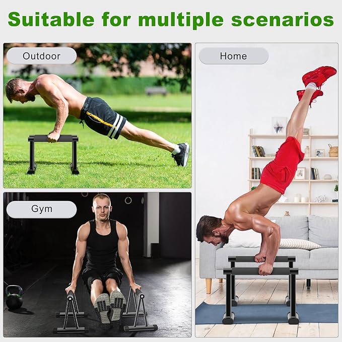 Dolibest Push Up Bar, 12'' High Parallettes Bars with 8 Rubber Feet & Comfortable Handle, Dip Bars