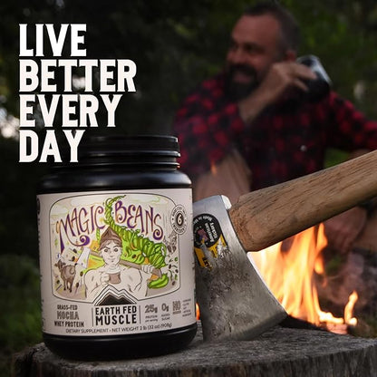 Earth Fed Muscle Magic Beans Mocha Truly Grass Fed Whey Protein Powder - No Artificial Ingredients
