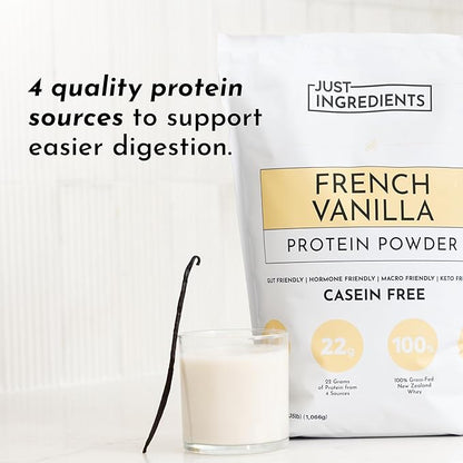 JUST INGREDIENTS French Vanilla Protein Powder ??30 Serving Bag ??Grass-Fed Whey & Plant Protein