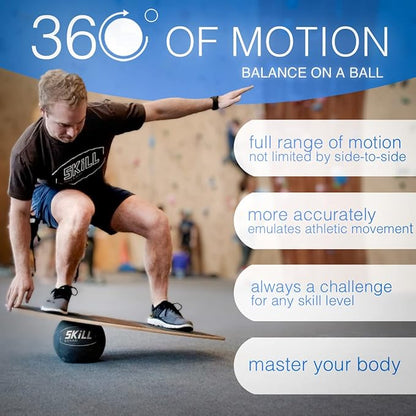 The Skill Board - Wooden Balance Board for Adults - Wobble Board for All Sports, Gym, Standing