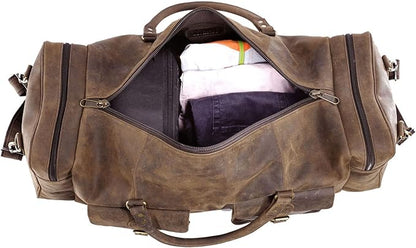 KomalC 24 inch Duffel Bag Travel Sports Overnight Weekend Leather Duffle Bag for Gym Sports Cabin