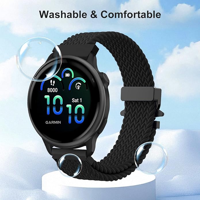 Braided Bands Compatible with Garmin Vivoactive 6/5/3/Venu 2 Plus/Forerunner 165/55/645/245 Music