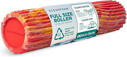 Oceanfoam Tidal Roller - Red, Gold & Natural Marbled - Muscle Massage Foam Roller for Back Pain &
