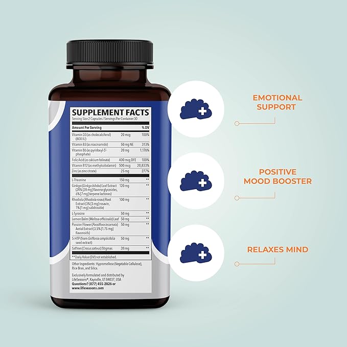 LifeSeasons - Mood Stabili-T - Positive Mood Booster - Enhanced Calmness and Happiness - Relaxed