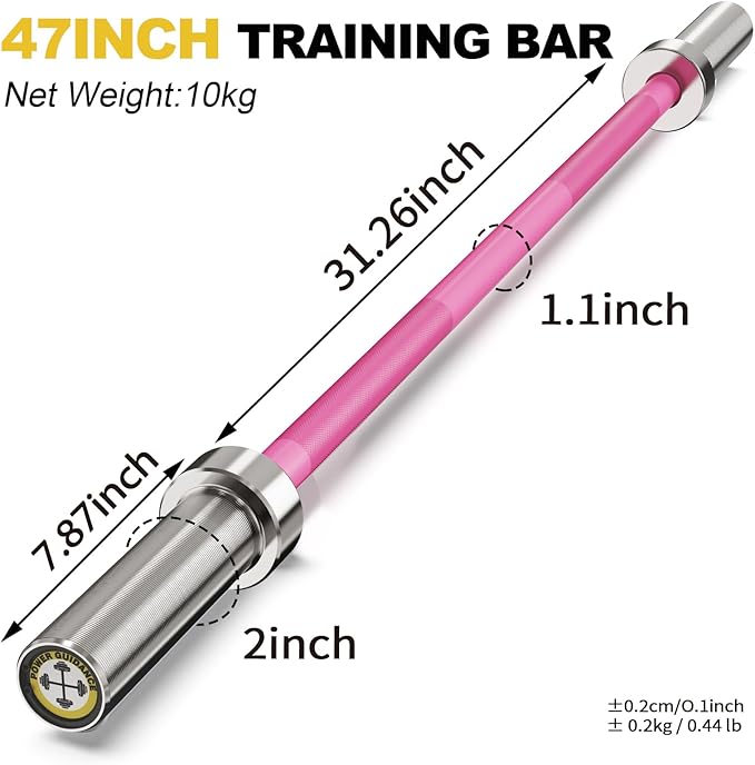 POWER GUIDANCE Chrome Olympic Barbell Bar, 2 Inch Weight Bar for lifting, Hip Thrusts,Universal