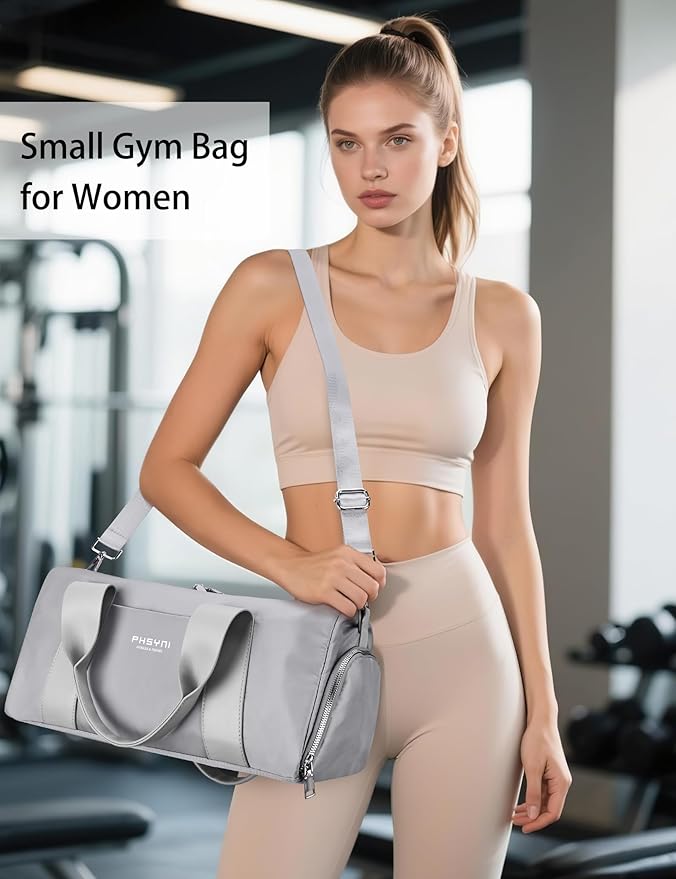 Compact Sports Gym Bag for Women and Men, Cute Mini Duffle Bag with Wet Pocket & Shoes Compartment