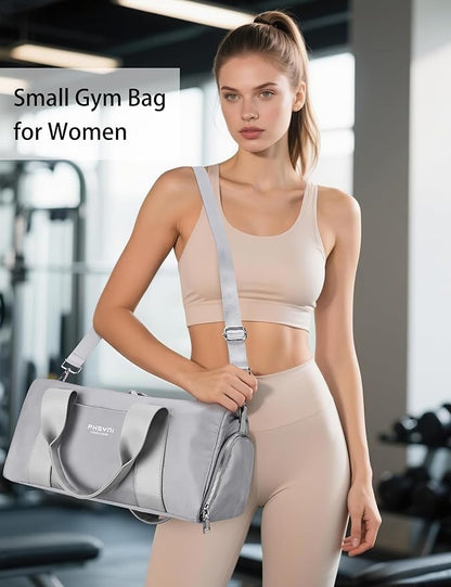 Compact Sports Gym Bag for Women and Men, Cute Mini Duffle Bag with Wet Pocket & Shoes Compartment