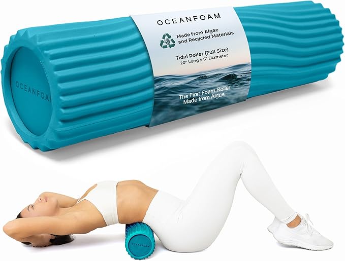 Oceanfoam Tidal Roller - Miami Blue - Muscle Massage Foam Roller for Back Pain & Stretching - Firm