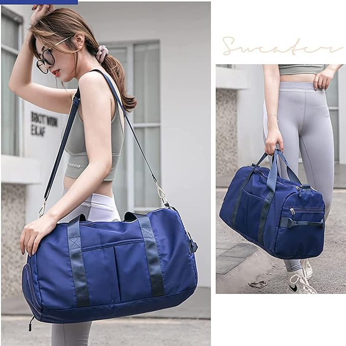 ZUEVI Sports Gym Duffel Bag for Men or Women Waterproof Weekender Travel Bag with Shoes Compartment