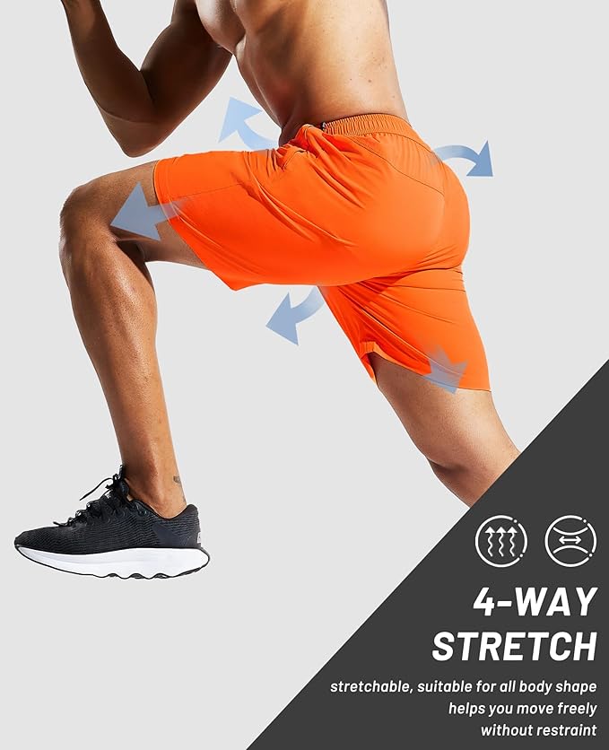 MIER Men's Quick Dry Running Shorts with Zipper Pocket, Elastic Waist Athletic Workout Exercise