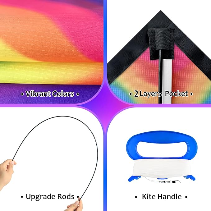HONBO Large Delta Kite for Kids & Adults,Extremely Easy to Fly Kite for Beach Trip,String Line