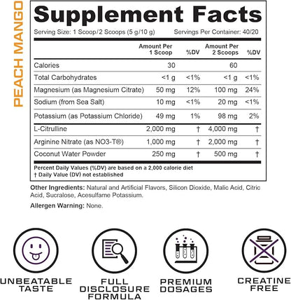 Cutler Nutrition Amplify Pump Pre Workout Caffeine Free Nitric Oxide Booster containing Arginine