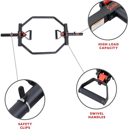 Sunny Health & Fitness Strength Training Olympic Hex Bar Barbell, High Load Capacity, Swivel