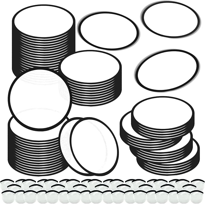 100PCS Foldable Flying Disc Fans with Bags, 9.8'' DIY Handheld Black Egde Fabric Folding Fan for