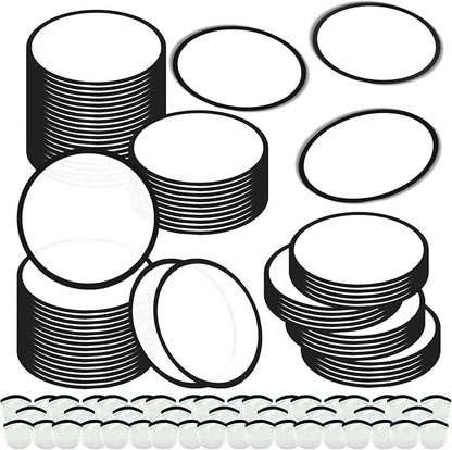 100PCS Foldable Flying Disc Fans with Bags, 9.8'' DIY Handheld Black Egde Fabric Folding Fan for