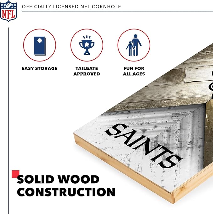 NFL Football 2' x 4' Regulation Size Solid Wood Cornhole Set with Direct Print HD Team Graphics