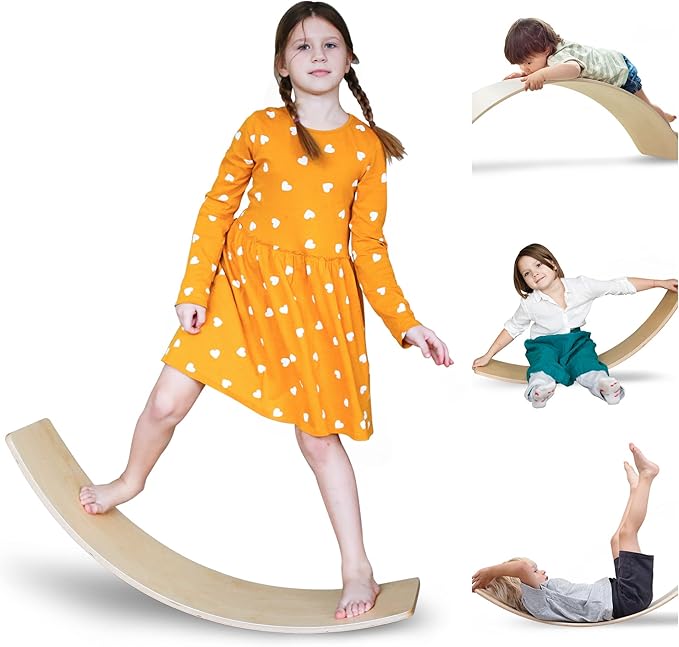OUTREE Balance Board Kids, Wooden Wobble Balance Board for Toddler with Smooth Edges, Yoga Wooden