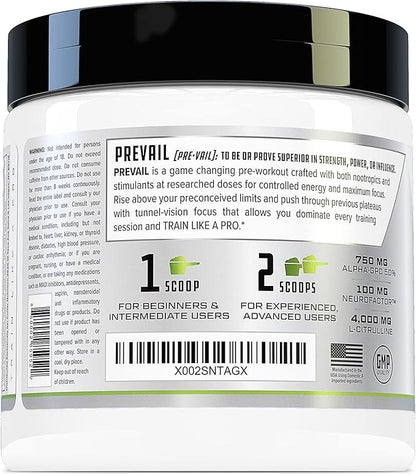 Prevail Pre Workout Powder with Nootropics: Pre Workout for Men and Women, Cutting Edge Energy and