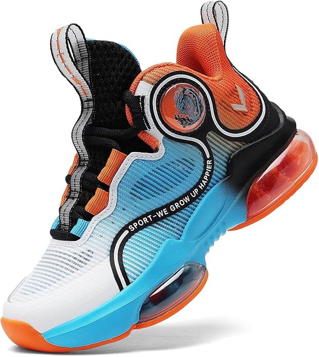 JMFCHI Kids Basketball Shoes High-top Sports Shoes Sneakers Durable Lace-up Non-Slip Running Shoes