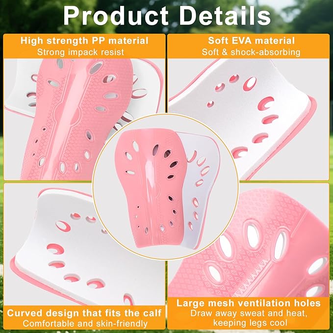 2 Pairs Shin Guards Soccer for Kids,Shin Pads Extra Lightweight Breathable Slide in Shin Guard for